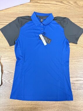 Women's Blue Polo with Gray Sleeves